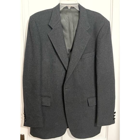 Mongolian Camel Hair Blazer Charcoal Gray 2 Button Sport Coat 46 Regular XL Prep - Picture 2 of 8